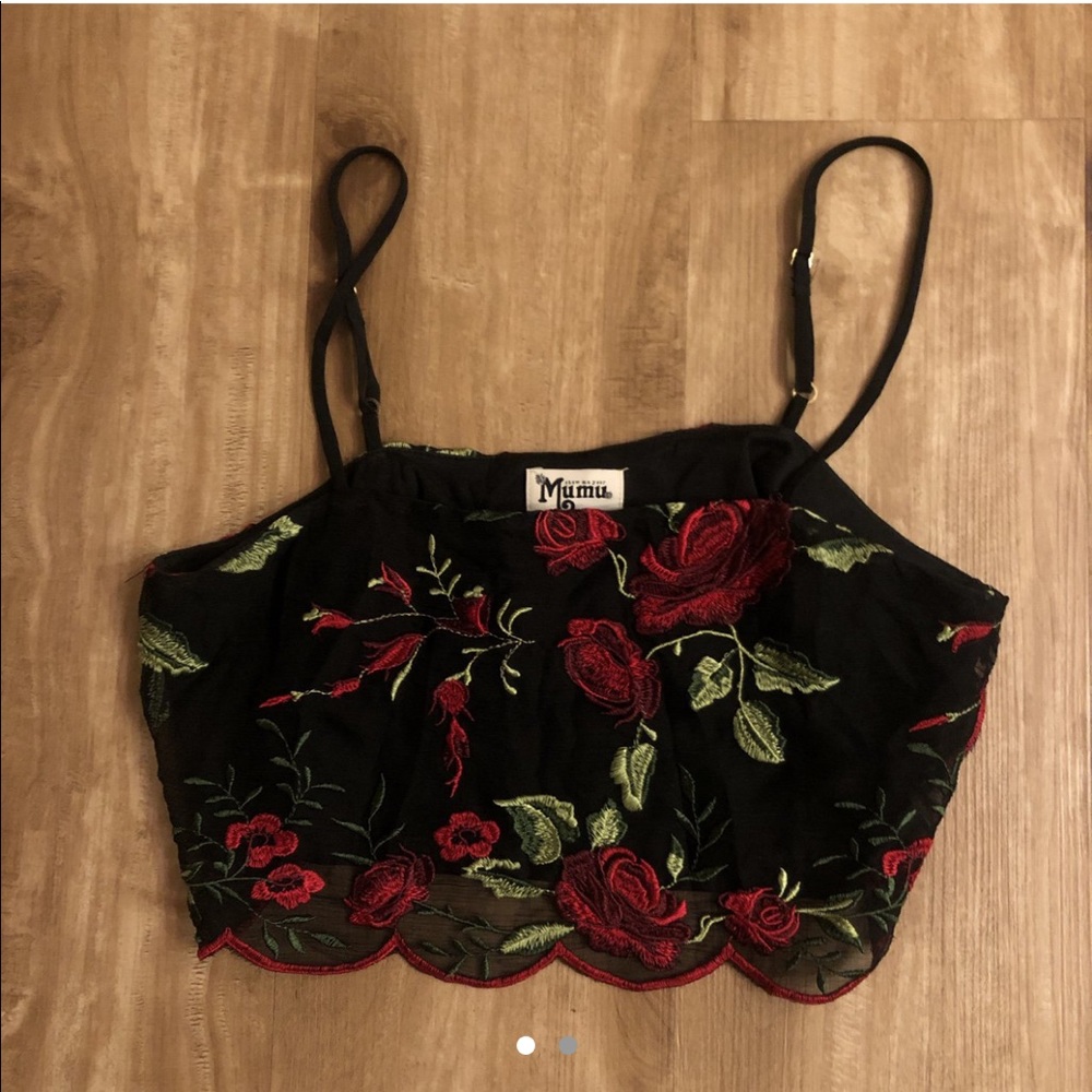 Show me your mumu rose embroidered crop top